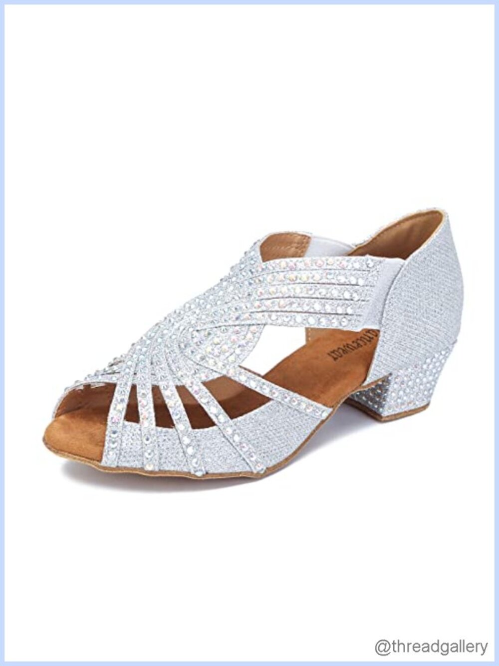 Rhinestone Ballroom Dance Shoes Satin 1.5in Heel Peep Toe Ankle Strap
